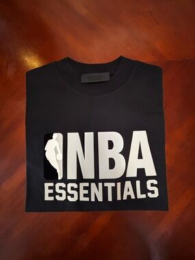 NBA Black Tee with White Essentials Logo
